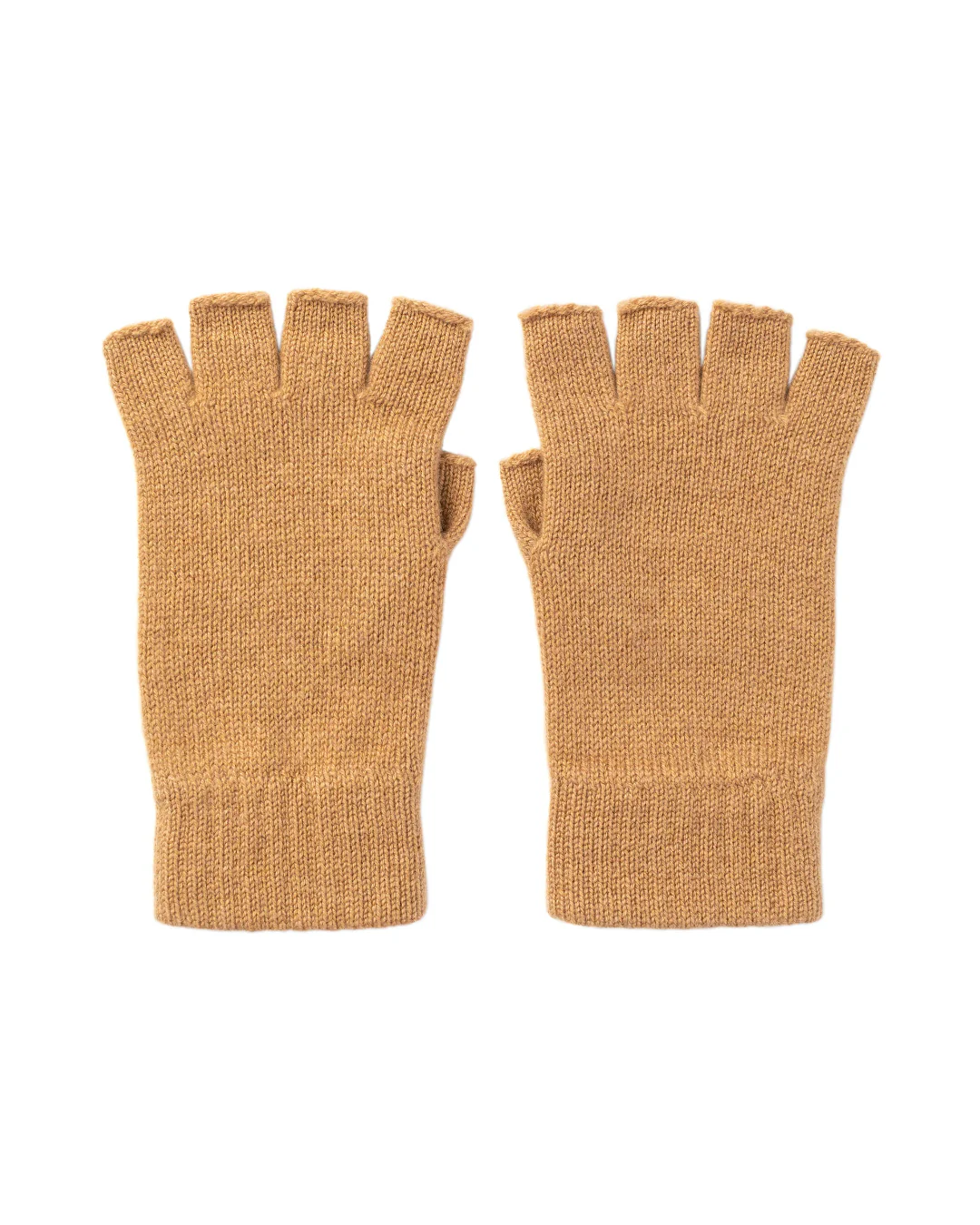 Fingerless Camel Cashmere Gloves