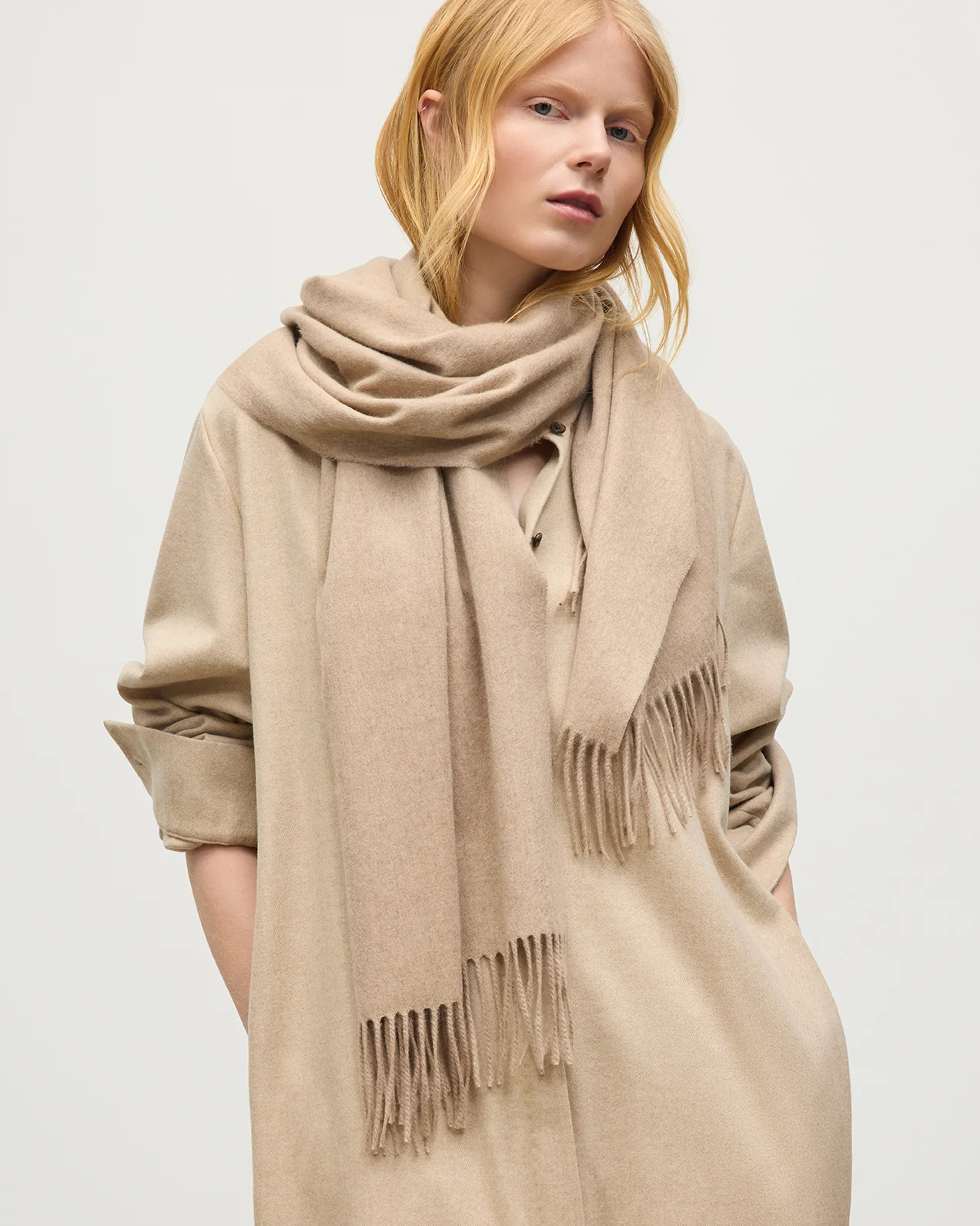 Natural Recycled Cashmere Scarf - Image 2
