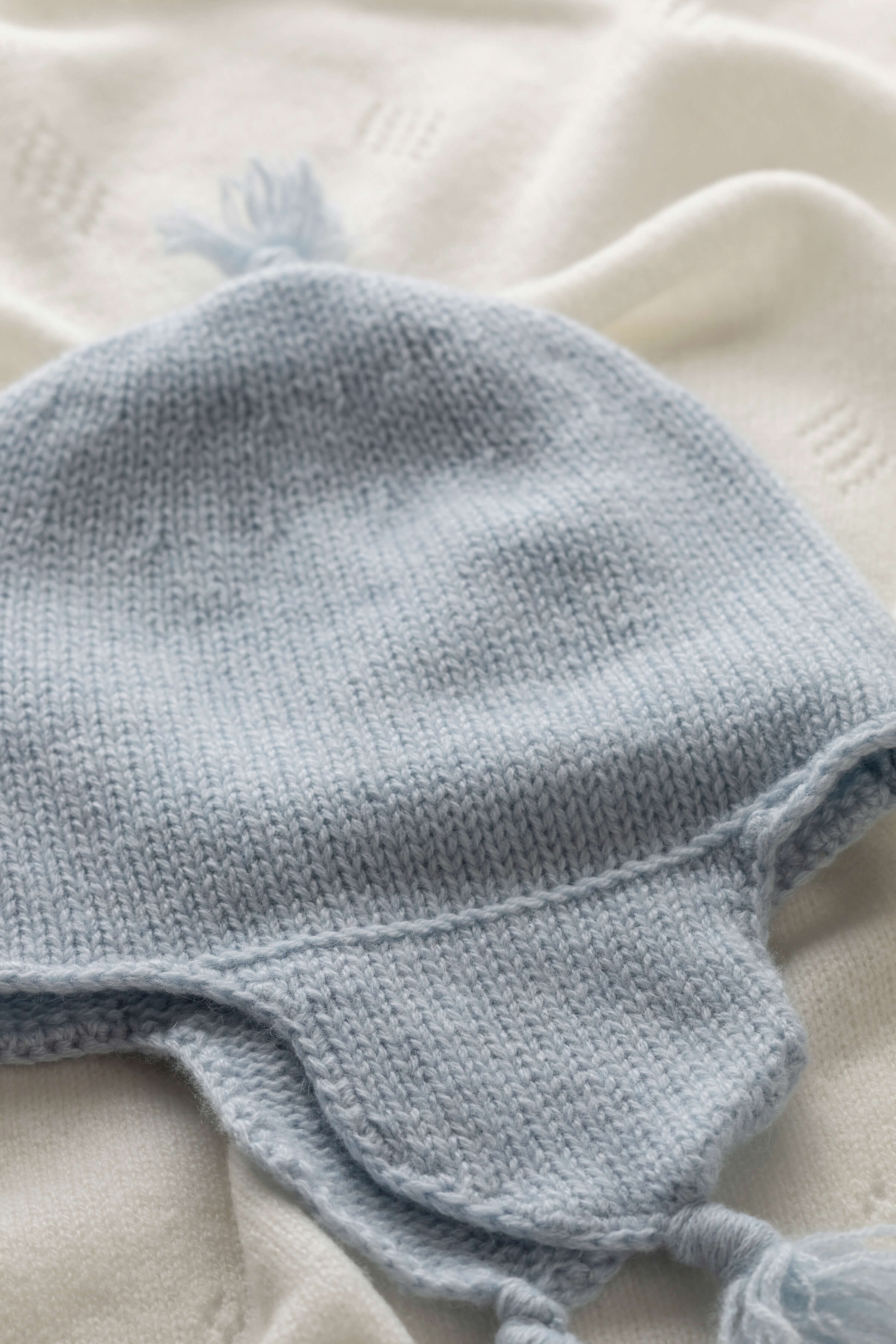 Blue Cashmere Baby Hat with Tassel - Image 2