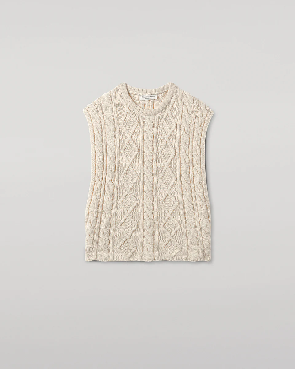 Aran Cable Cream Cashmere Tank - Image 2