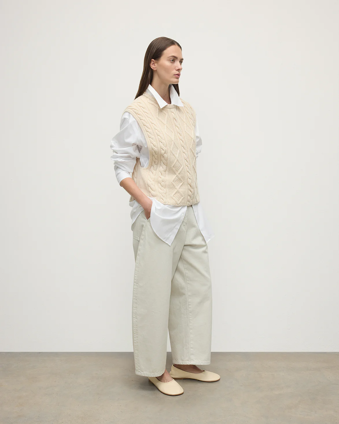 Aran Cable Cream Cashmere Tank - Image 3