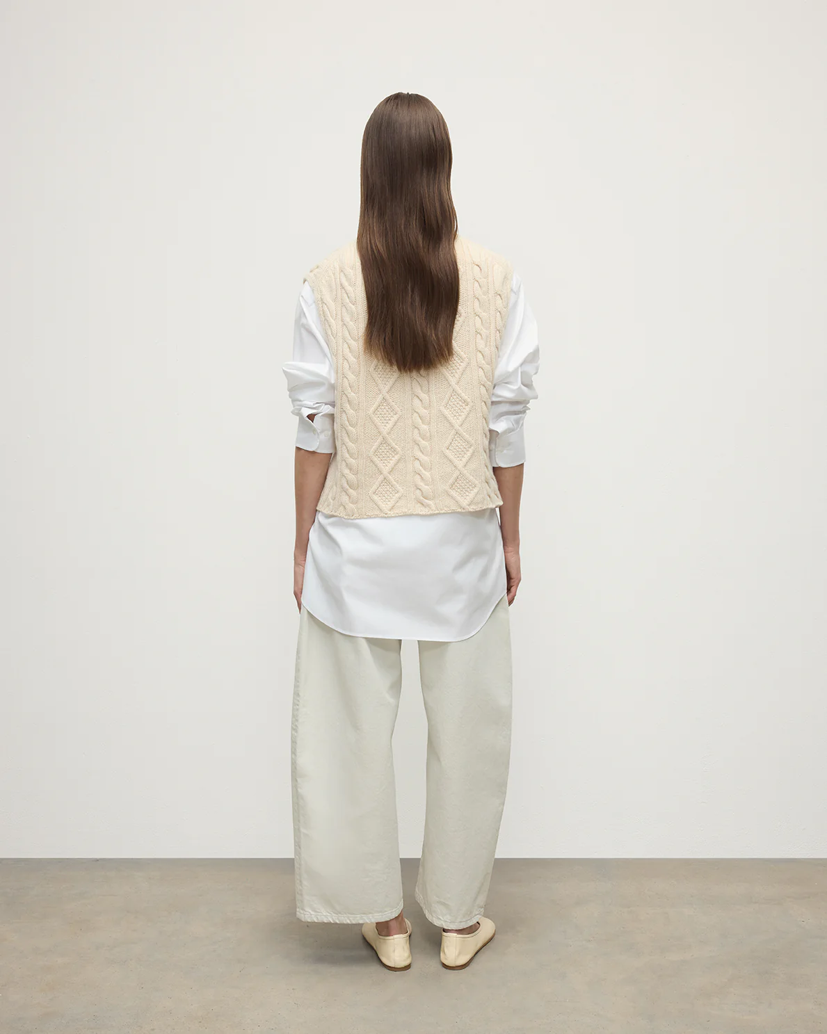 Aran Cable Cream Cashmere Tank - Image 4