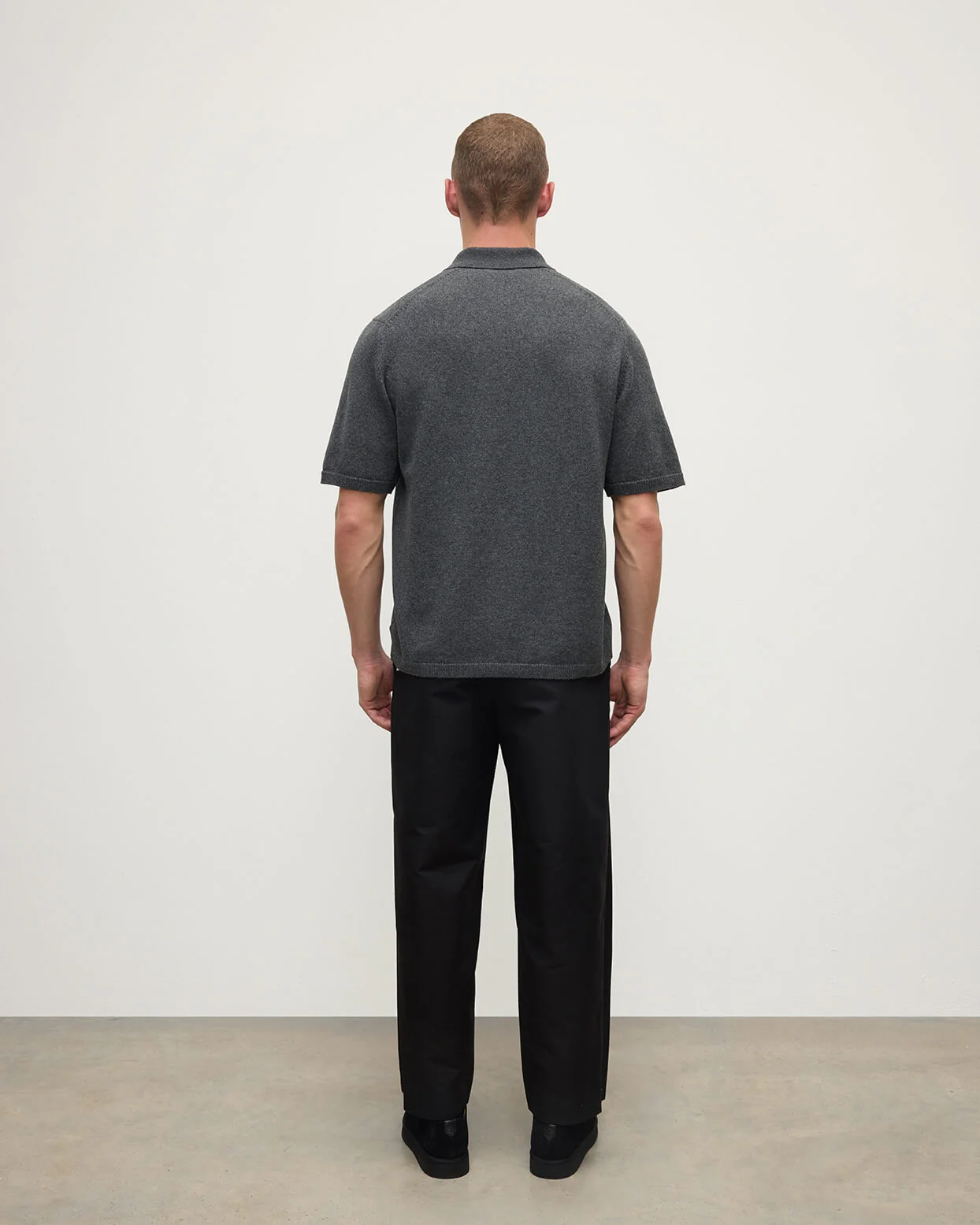 Superfine Merino Relaxed Charcoal Polo Shirt - Image 4