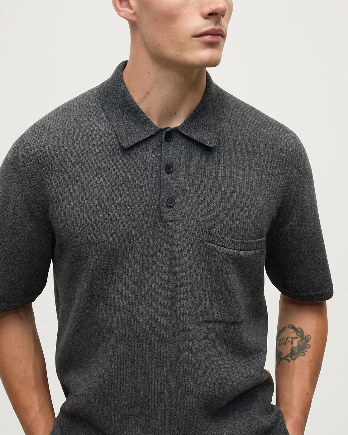 Superfine Merino Relaxed Charcoal Polo Shirt - Image 5