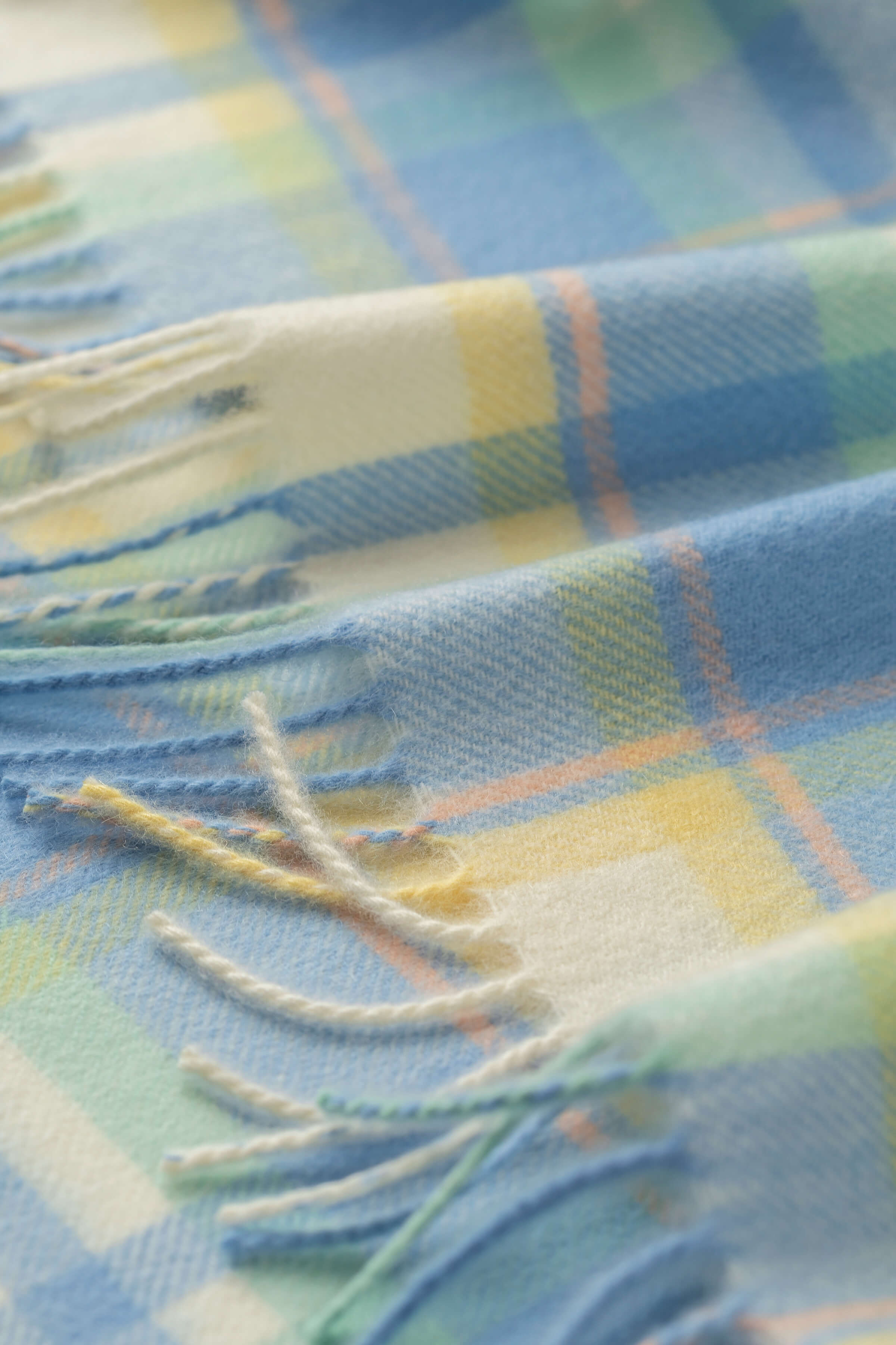 Cashmere Baby Blanket in Blue Check - Image 3