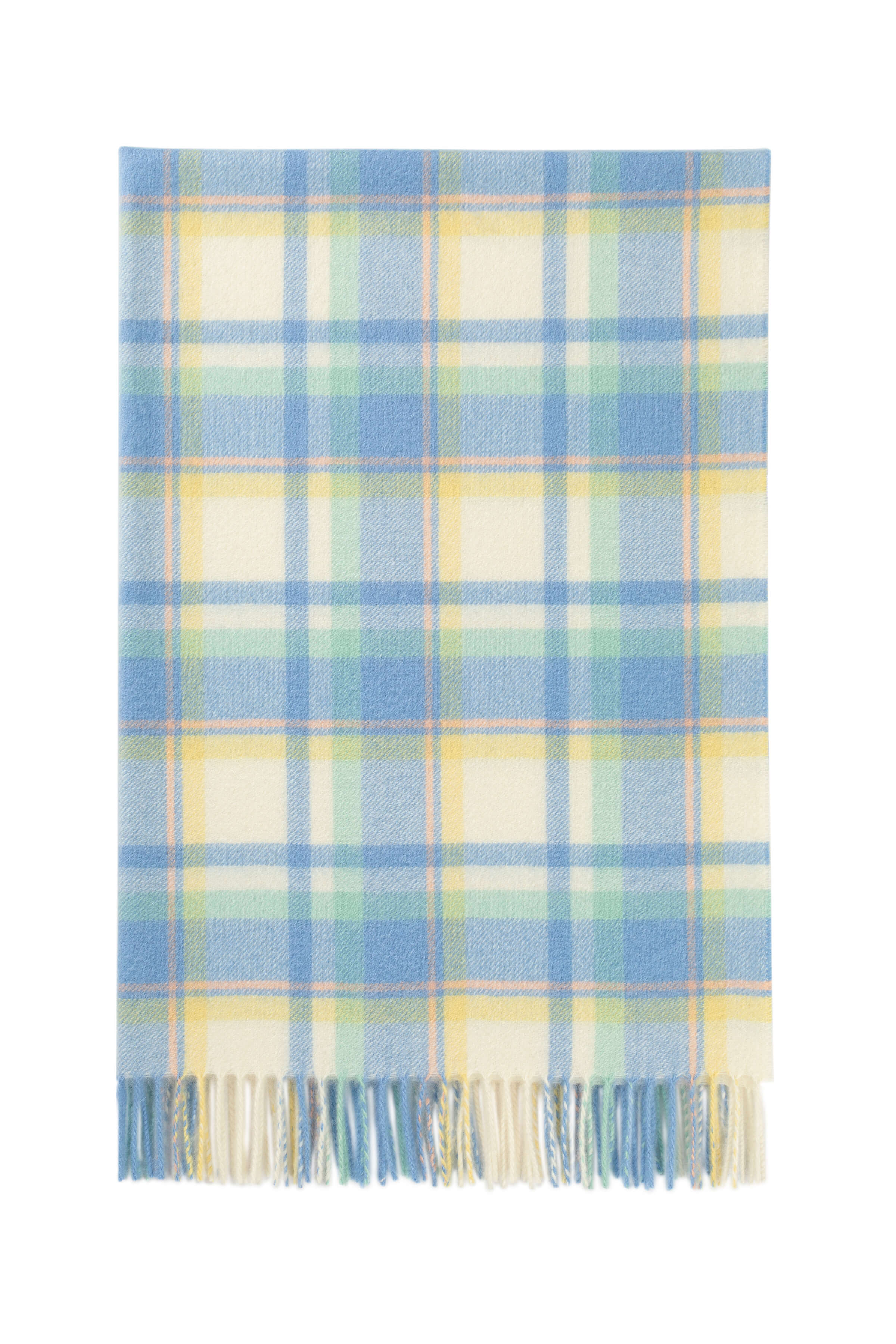 Cashmere Baby Blanket in Blue Check - Image 7