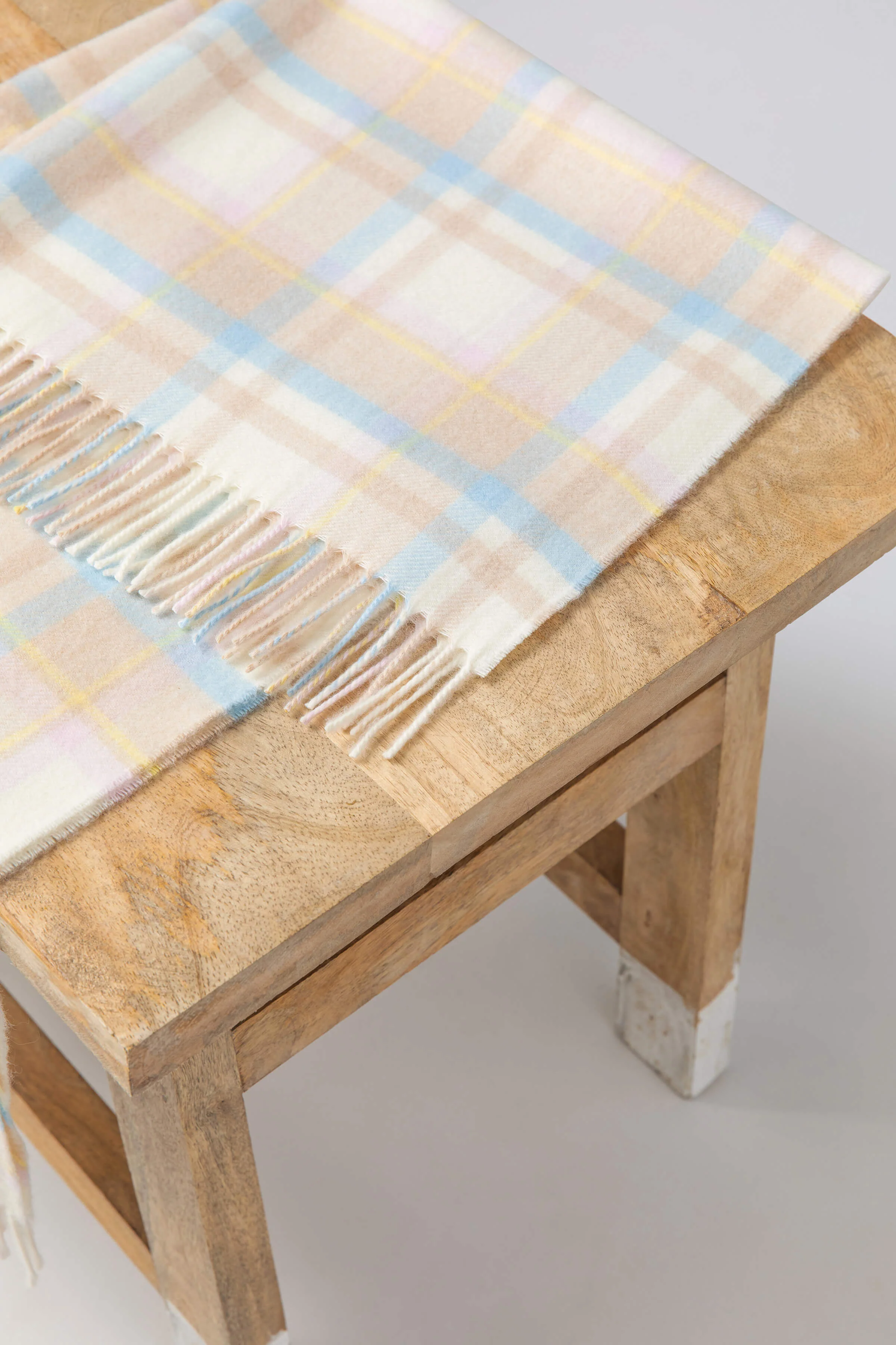 Cashmere Baby Blanket in Natural Check - Image 4