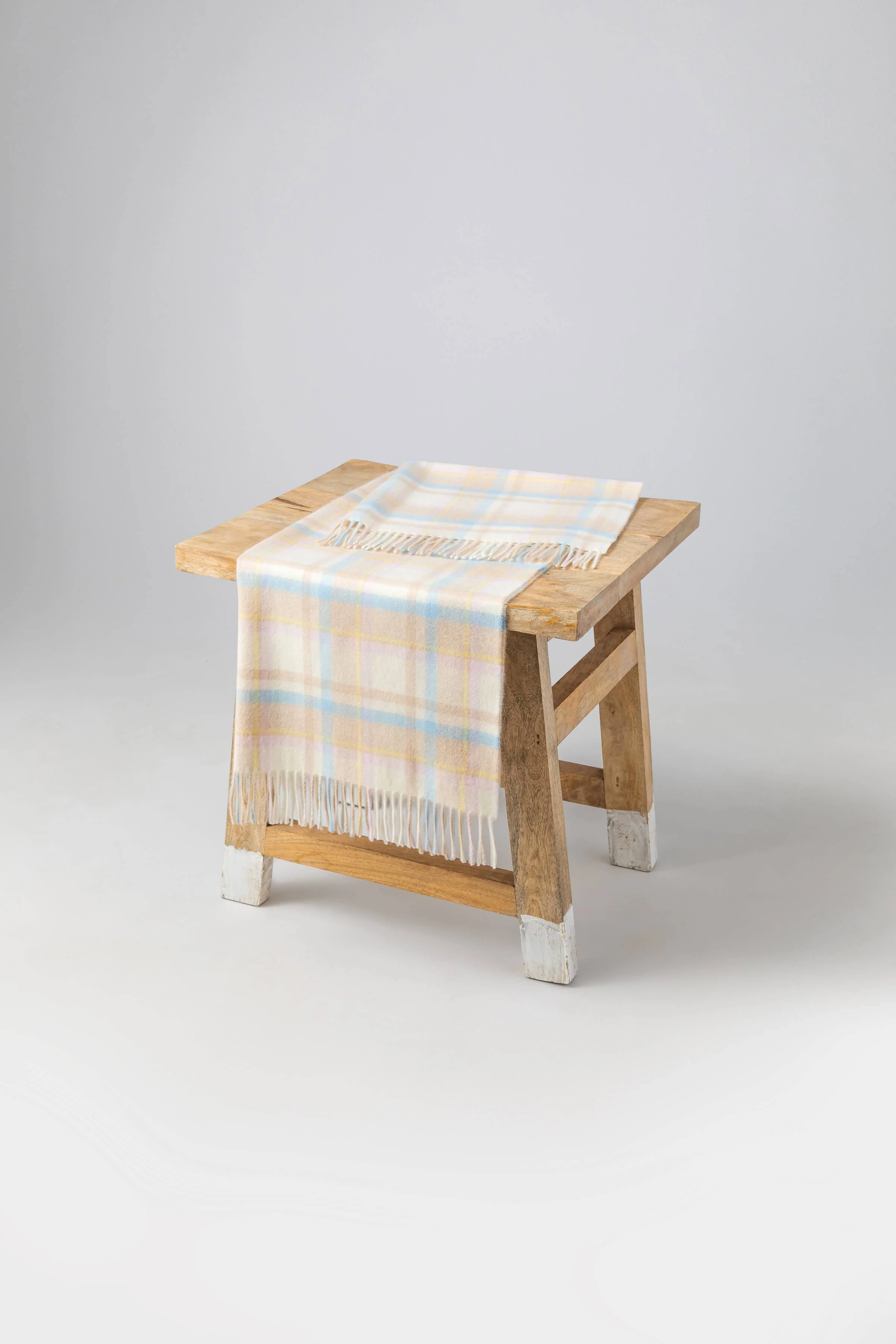 Cashmere Baby Blanket in Natural Check - Image 6