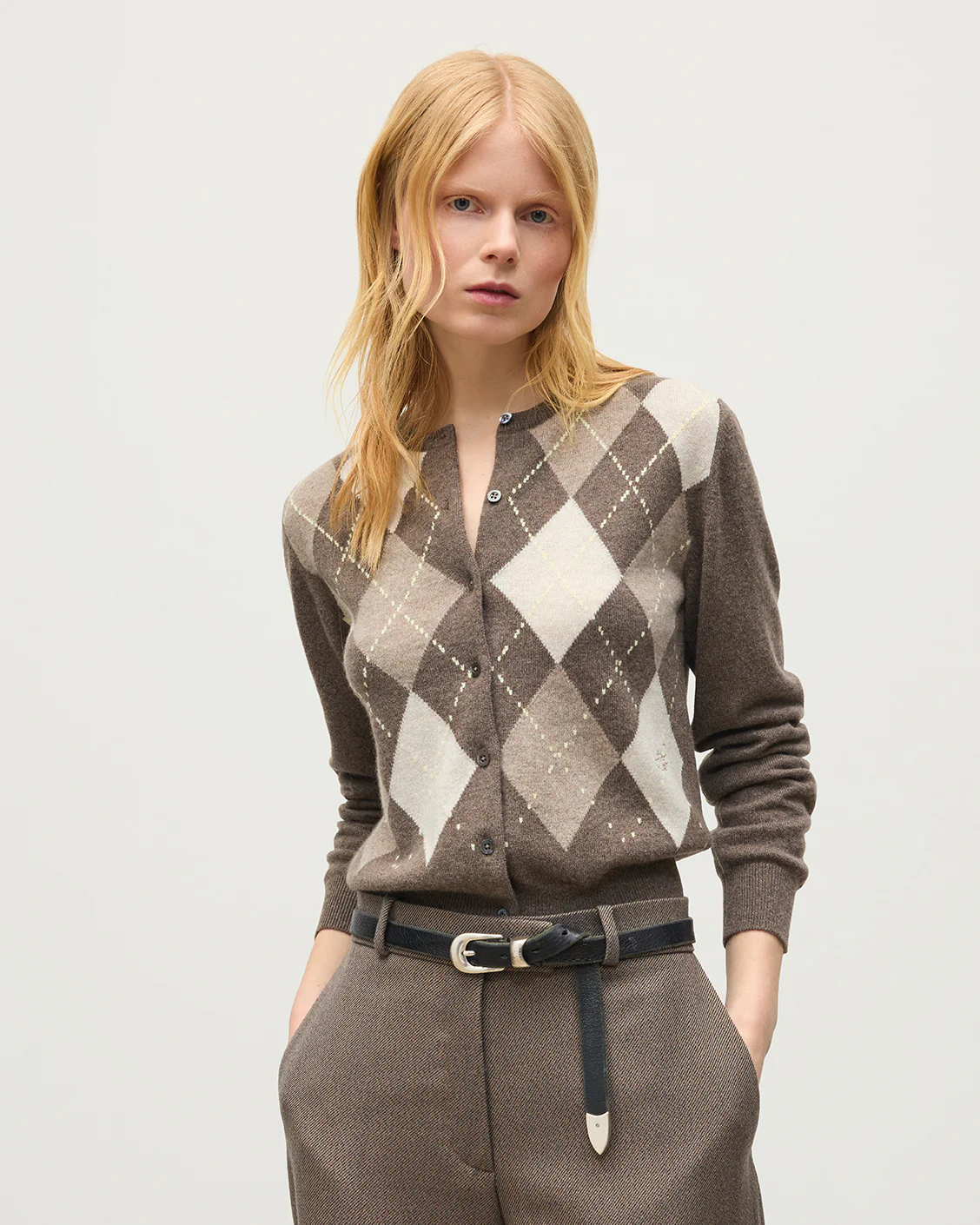 Clan Brown Argyle Cashmere Cardigan - Image 5