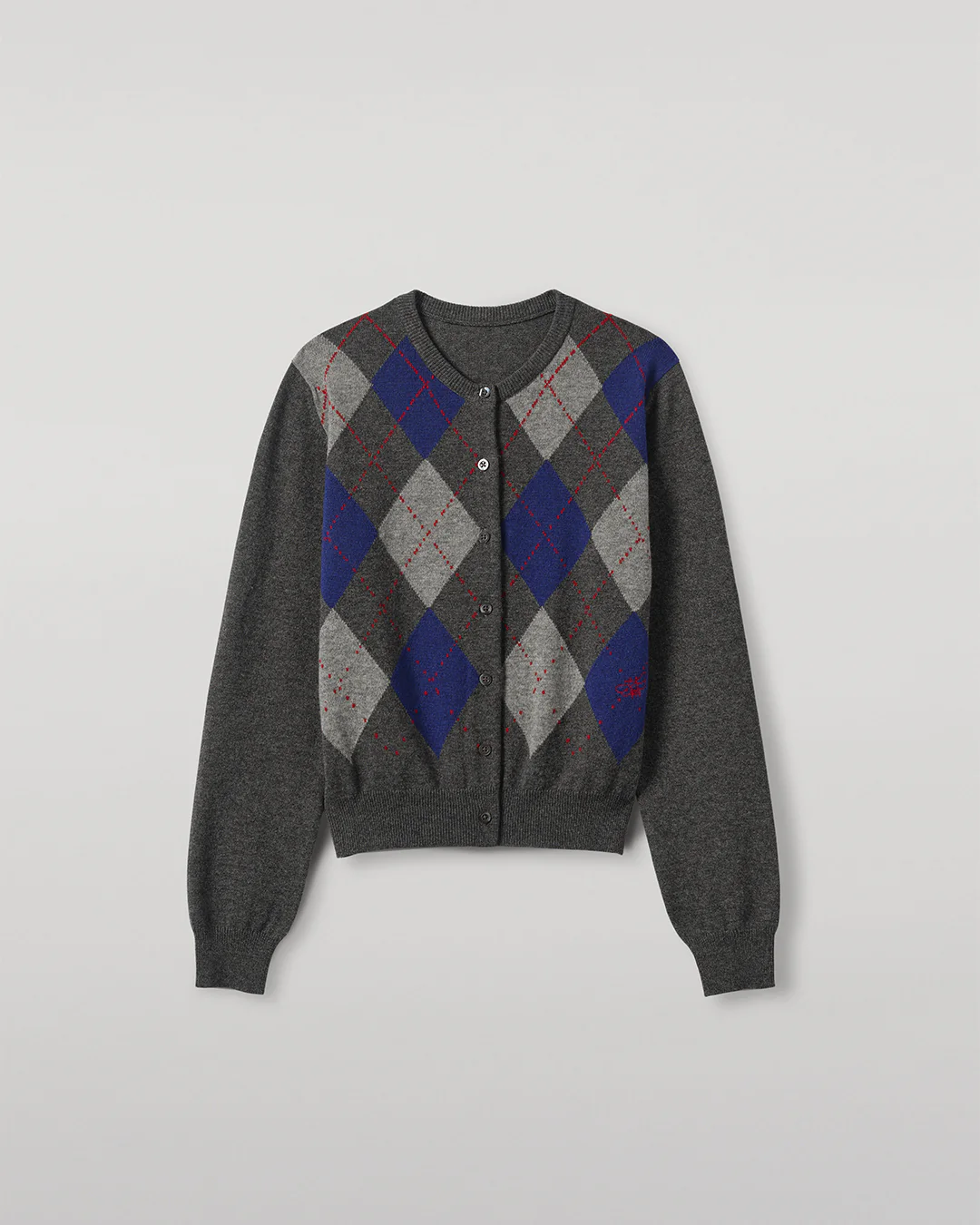 Clan Mid Grey Argyle Cashmere Cardigan