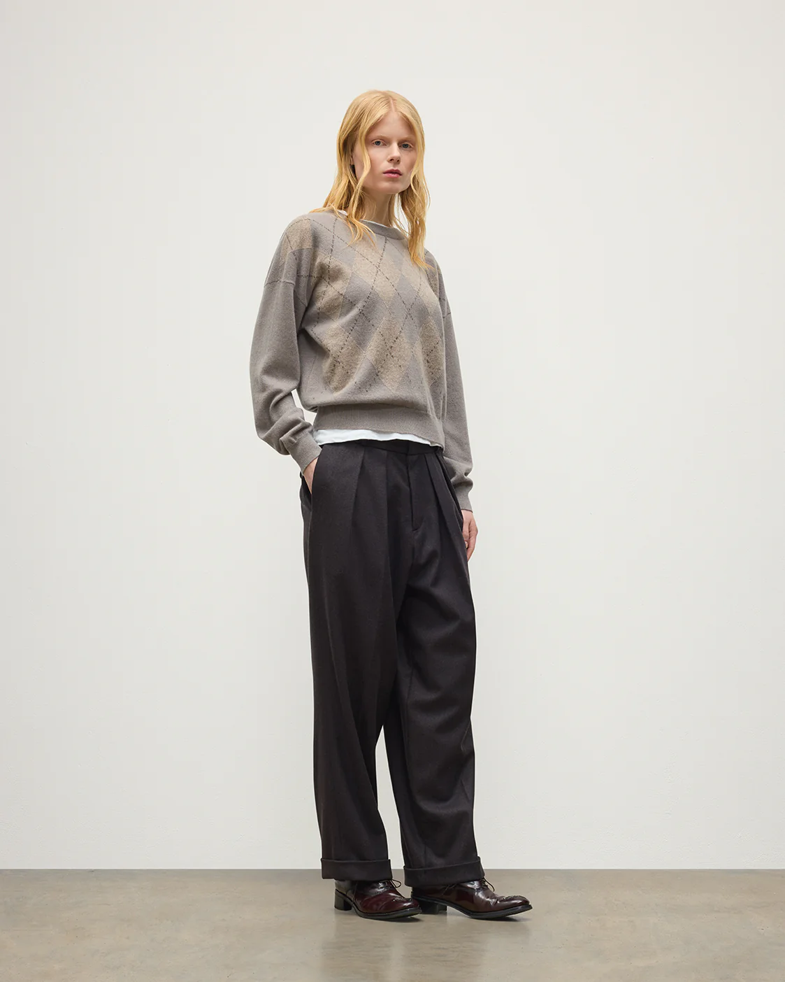 Clan Grey Argyle Cashmere Jumper - Image 3
