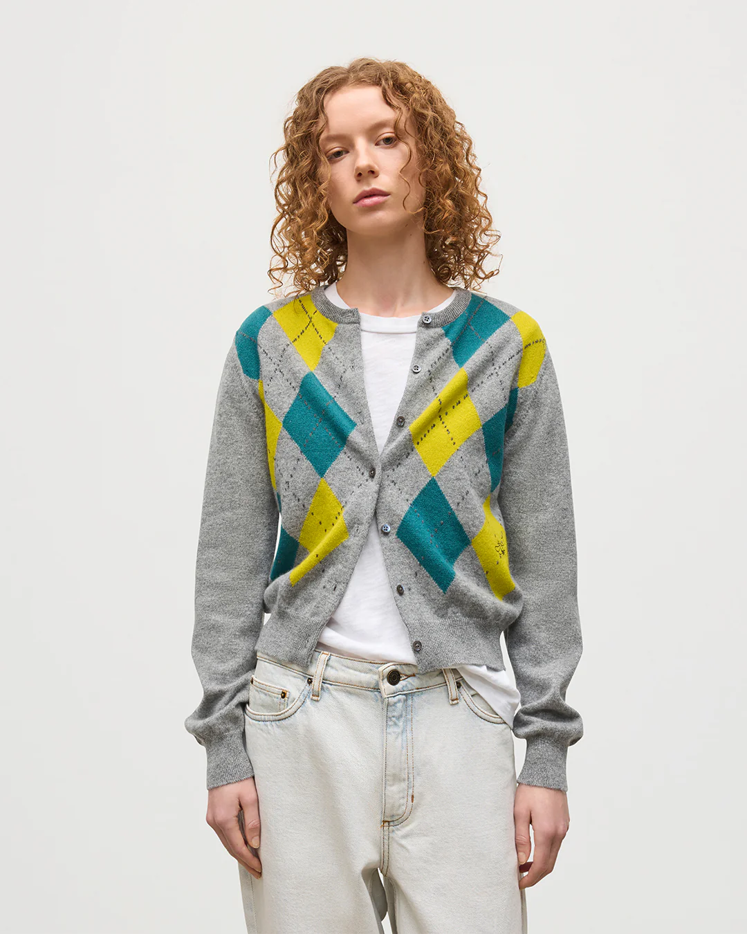 Clan Grey Argyle Cashmere Cardigan - Image 5