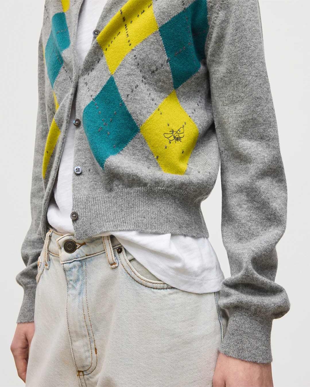 Clan Grey Argyle Cashmere Cardigan - Image 6