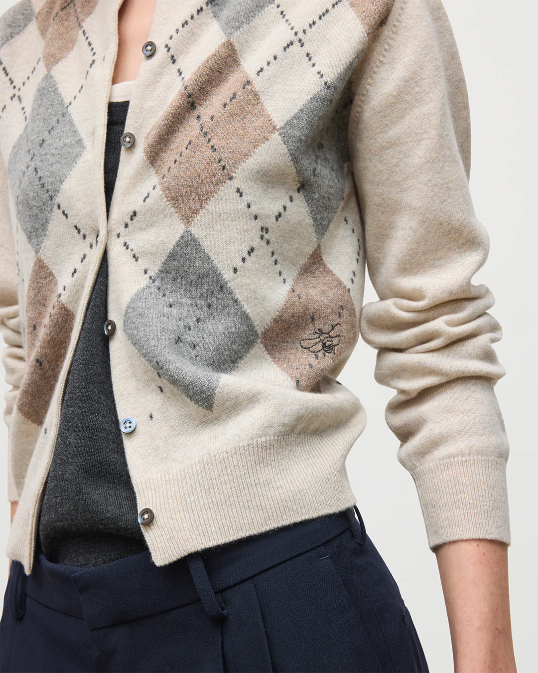 Clan Natural Argyle Cashmere Cardigan - Image 6