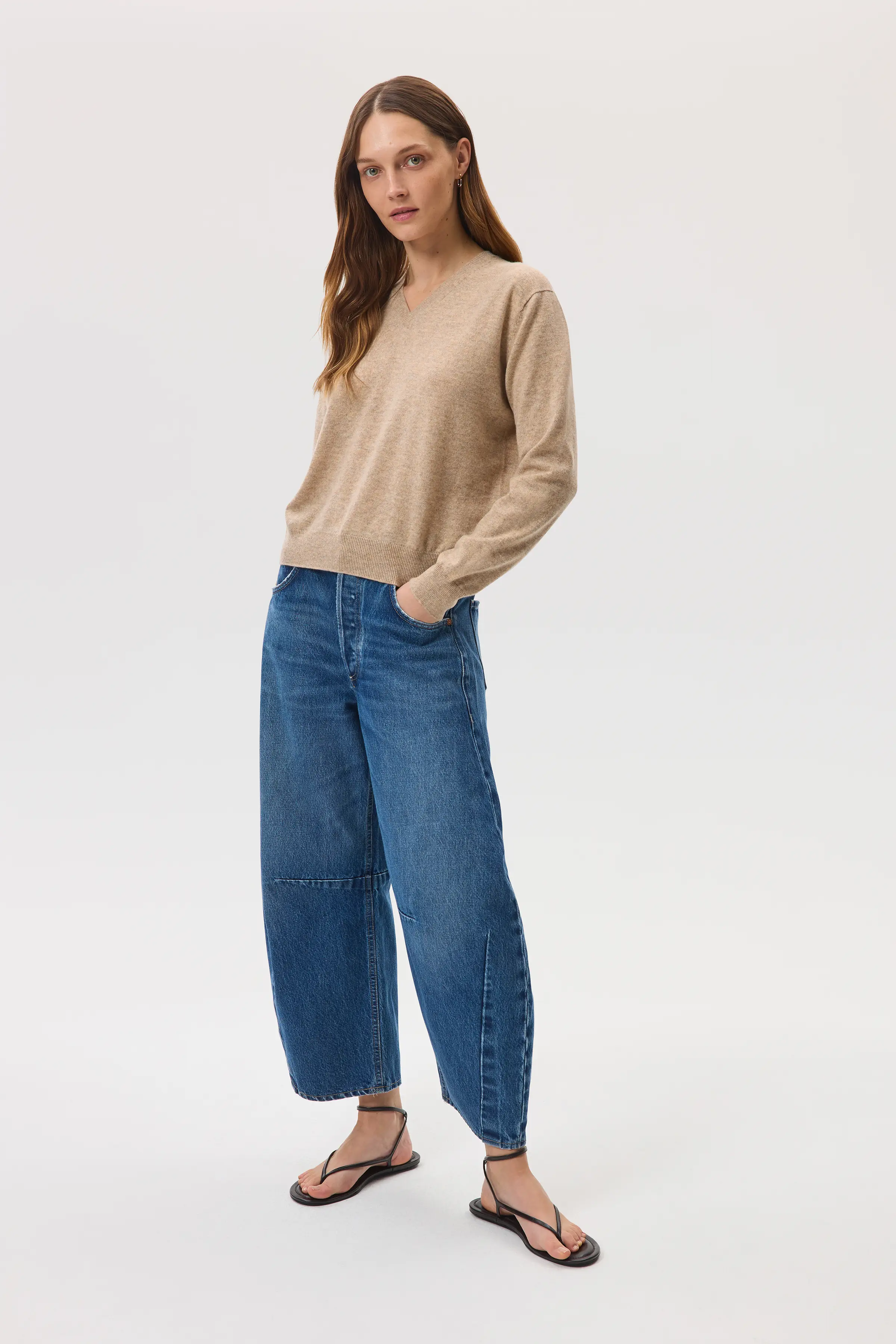 Natural Cashmere V Neck Jumper - Image 4