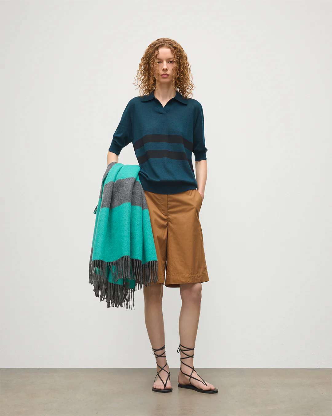 Coira Green & Black Superfine Cashmere Polo Shirt