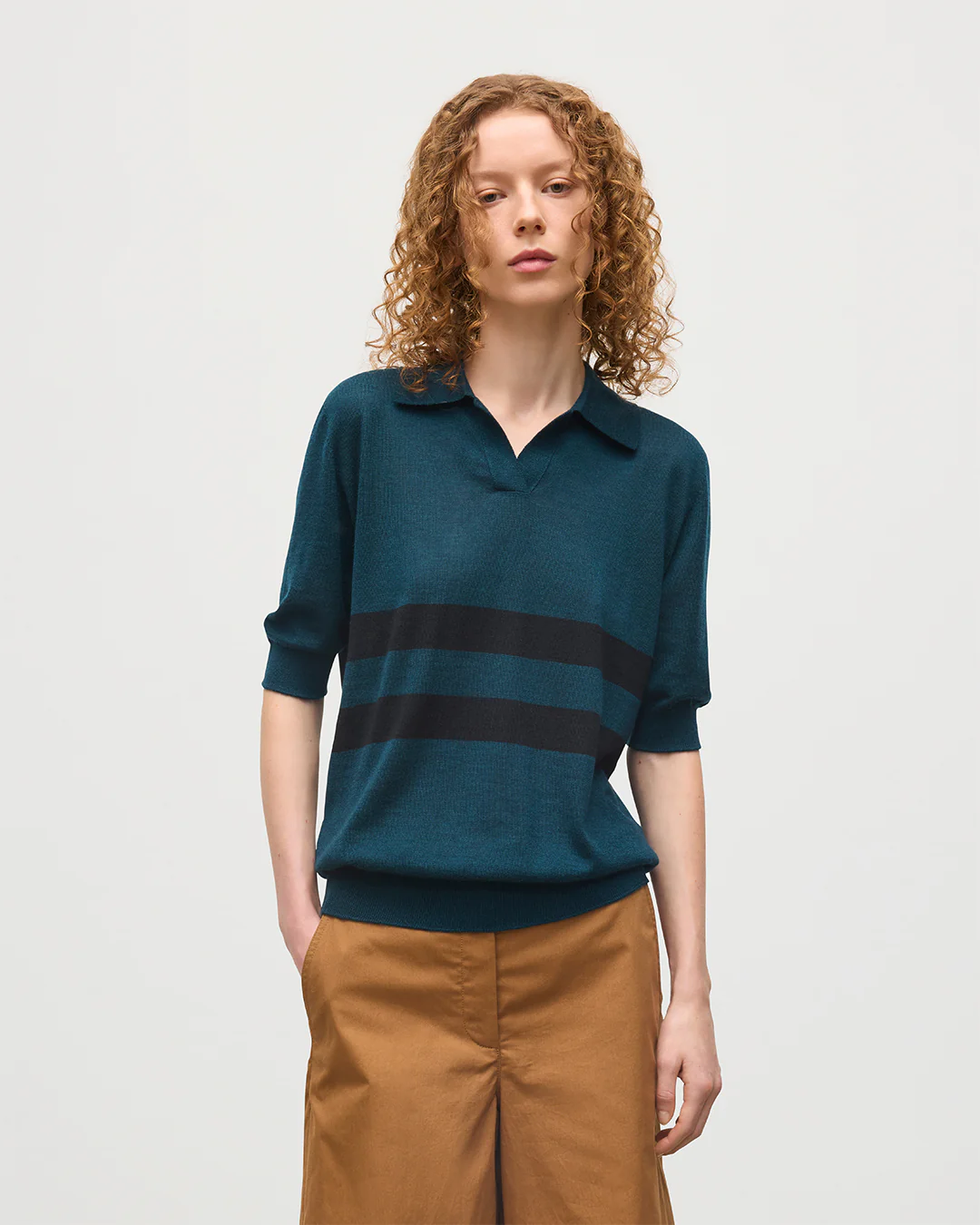 Coira Green & Black Superfine Cashmere Polo Shirt - Image 5