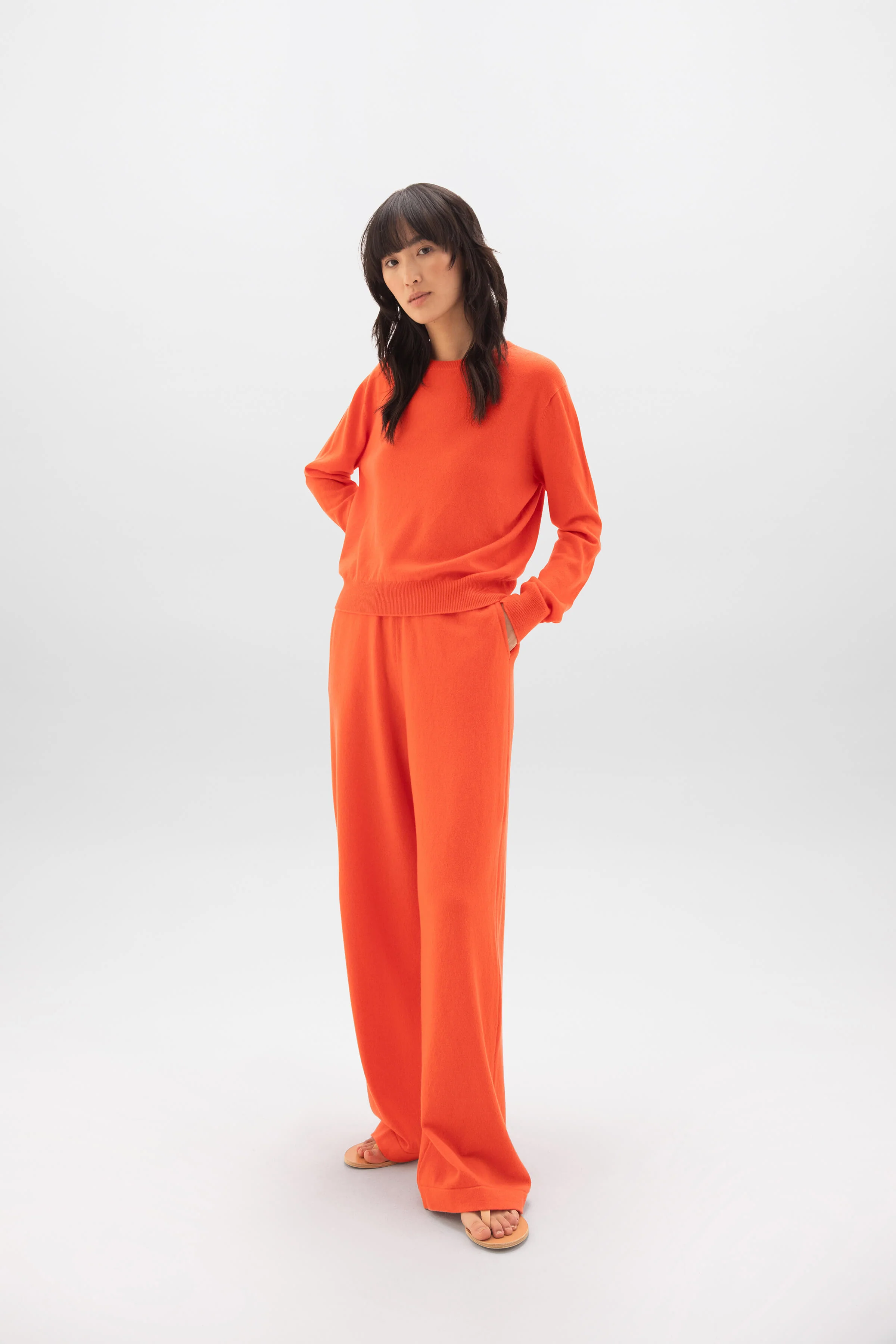Orange Cashmere Round Neck Jumper - Image 4