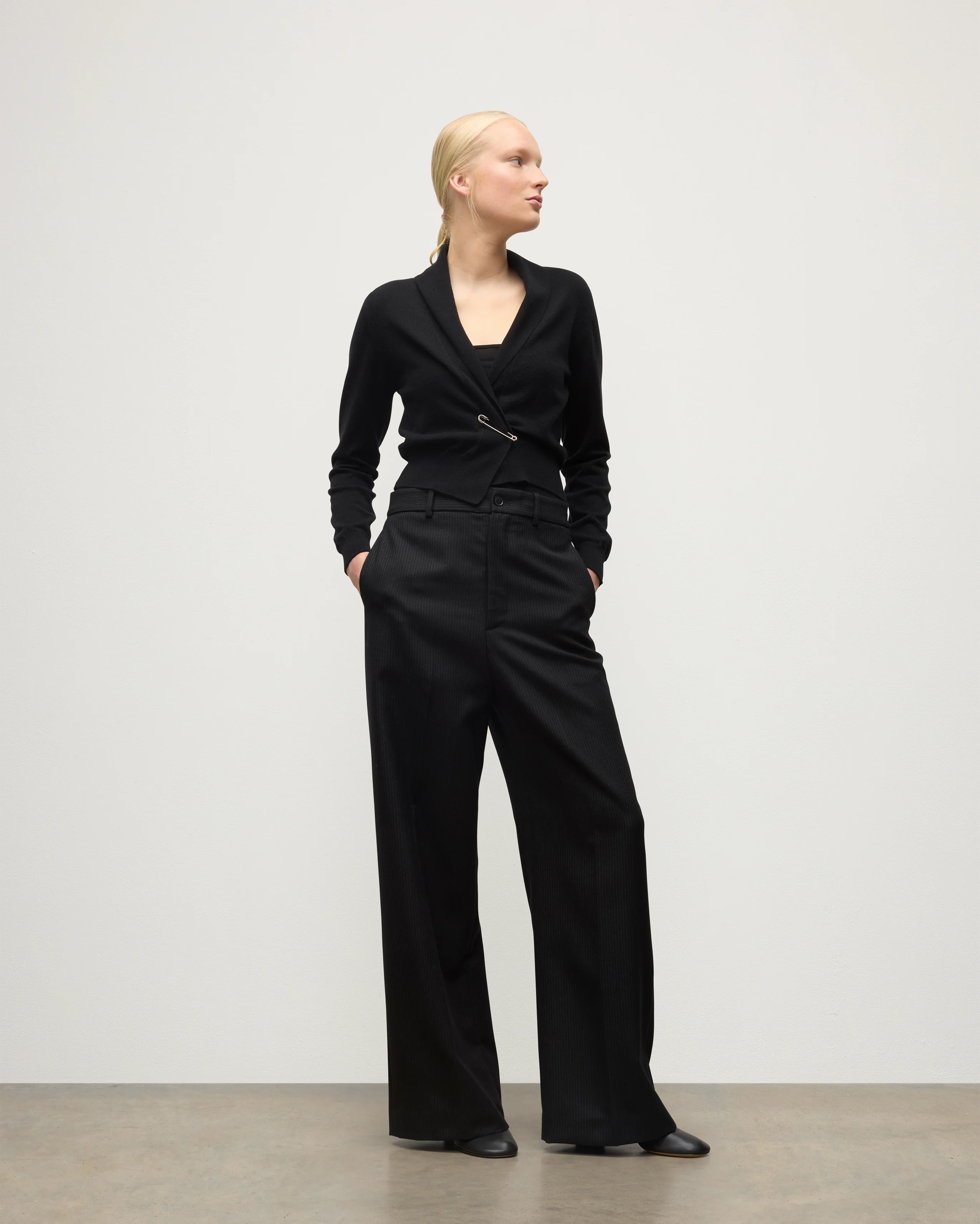 Crathie Black Shawl Cashmere Cardigan