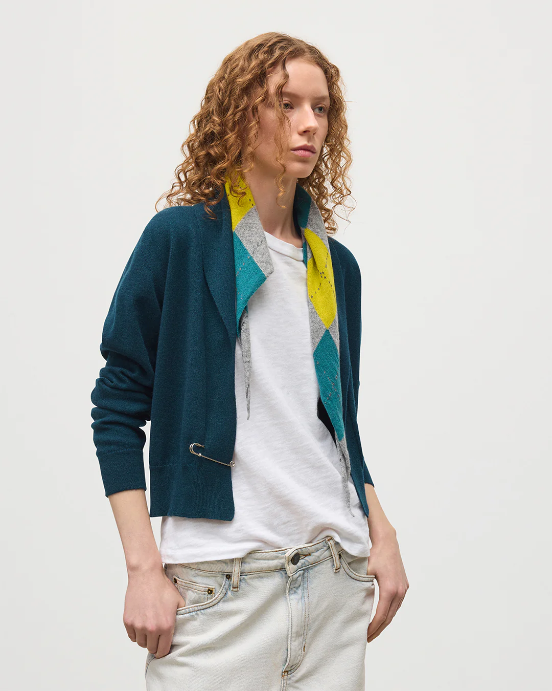 Crathie Bottle Green Shawl Cashmere Cardigan - Image 5