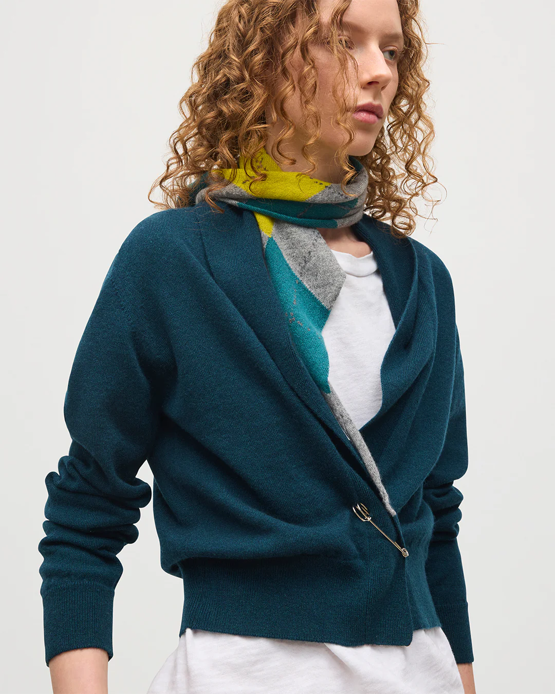 Crathie Bottle Green Shawl Cashmere Cardigan - Image 6