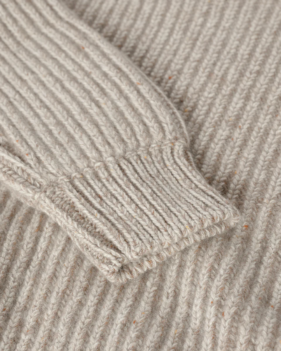 Ribbed Donegal Cashmere Cream Jumper - Image 6