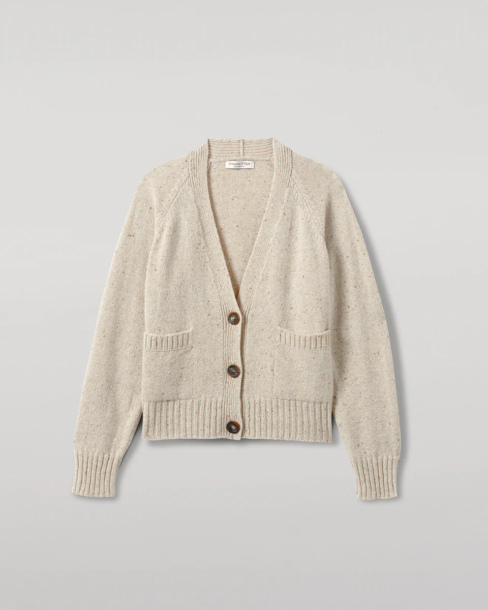 Donegal Cashmere Cream V Neck Cardigan - Image 2
