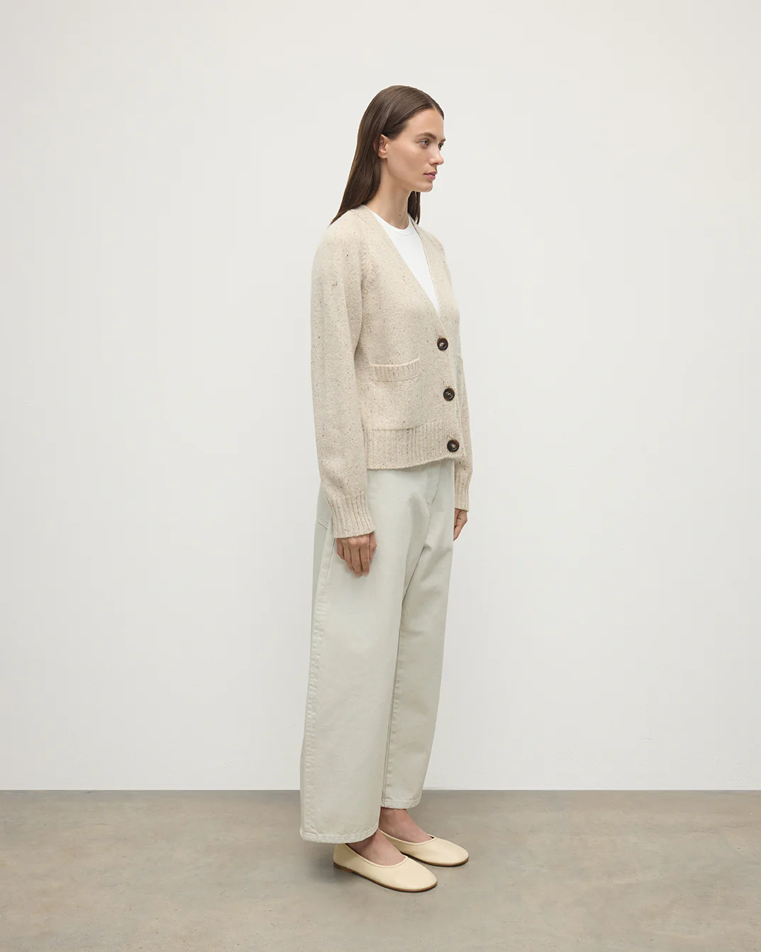 Donegal Cashmere Cream V Neck Cardigan - Image 3