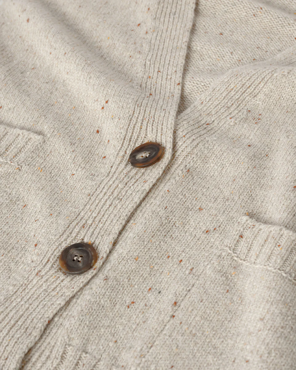 Donegal Cashmere Cream V Neck Cardigan - Image 6