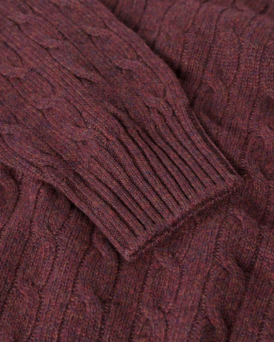 Cable Knit Purple Cashmere Jumper - Image 6