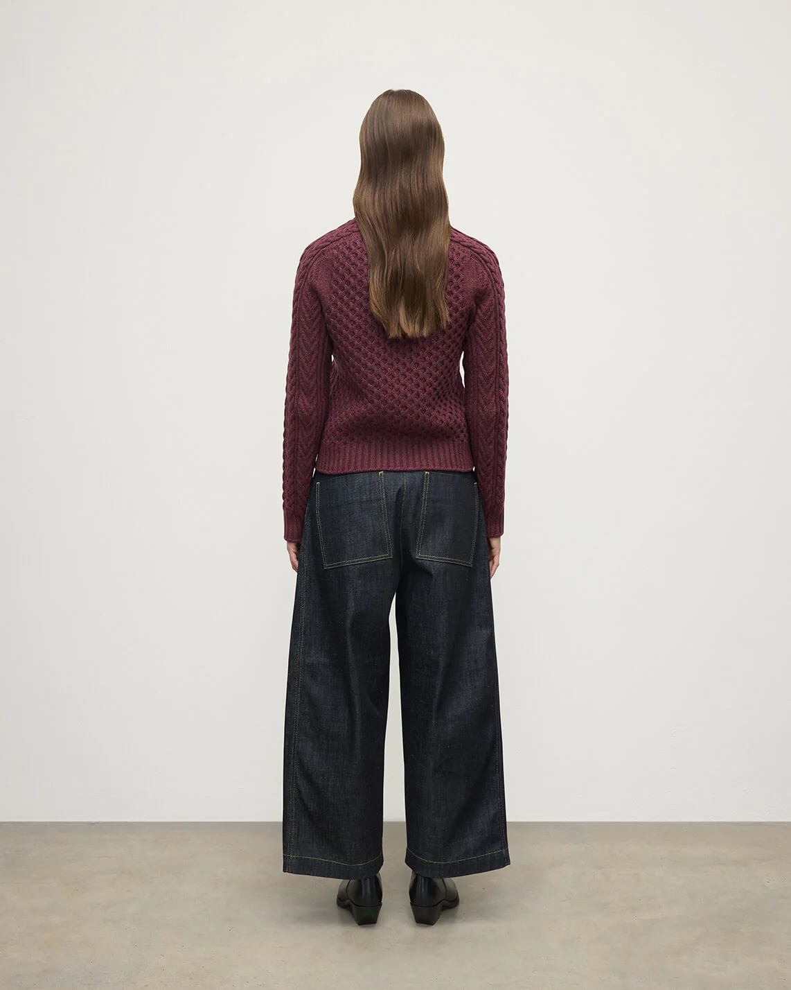 Aran Cable Purple Cashmere Jumper - Image 4