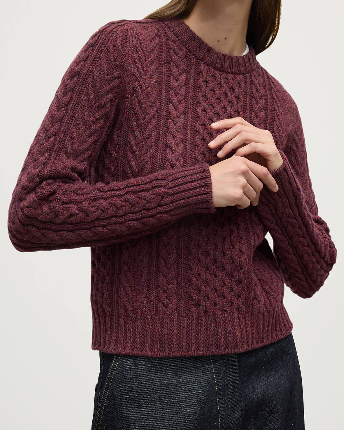 Aran Cable Purple Cashmere Jumper - Image 5