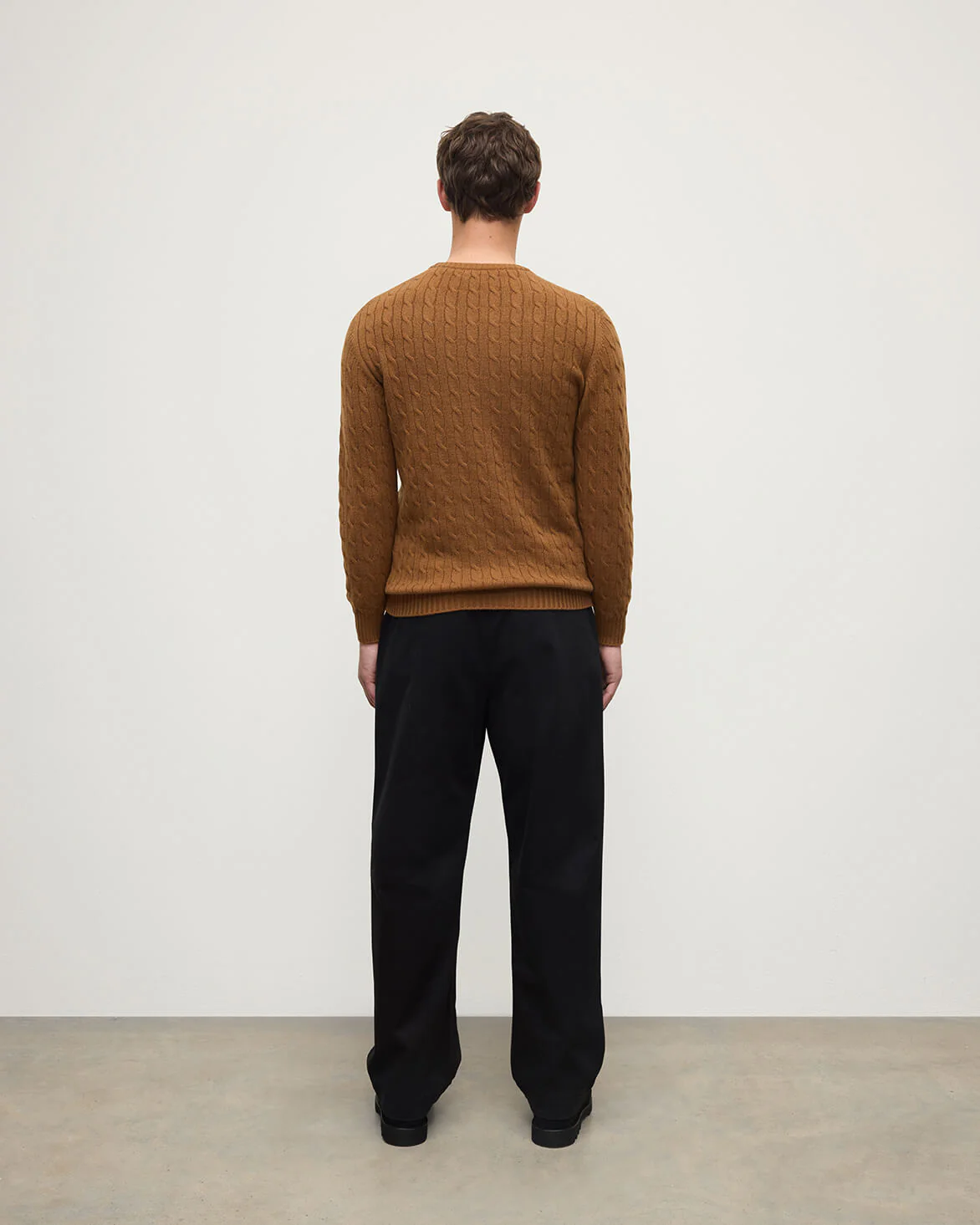 Cable Knit Dark Camel Cashmere Jumper - Image 4