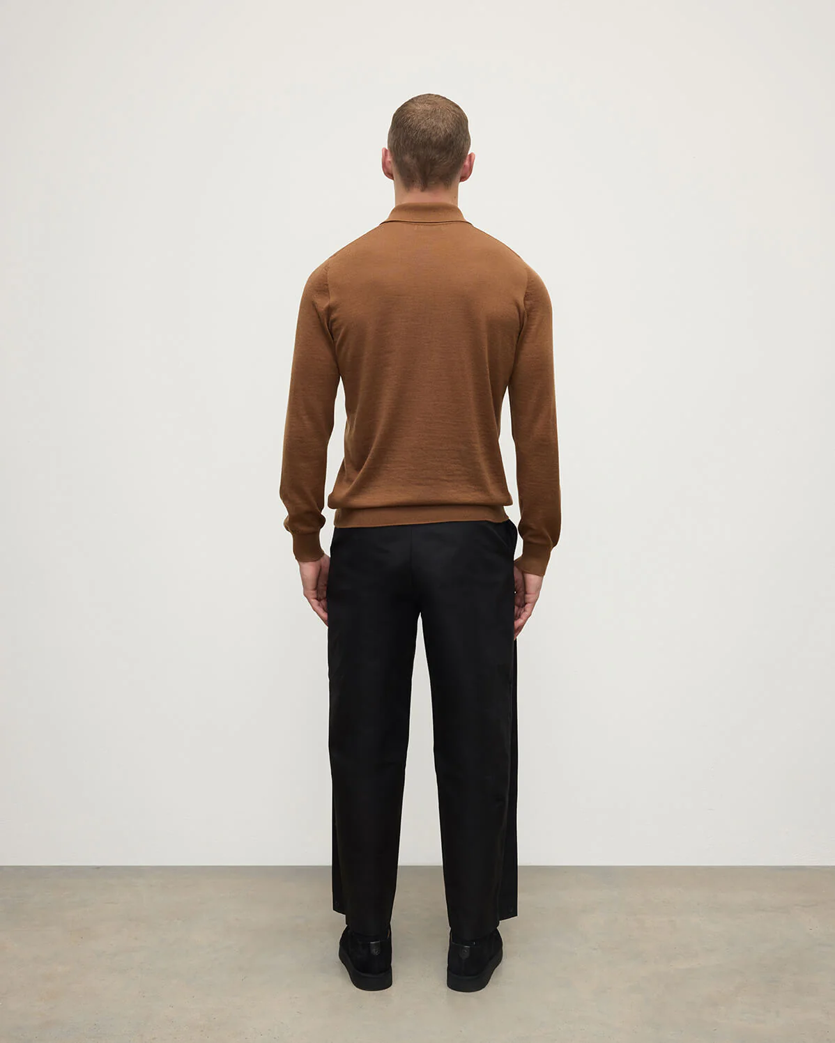 Dark Camel Superfine Cashmere Polo Shirt - Image 4