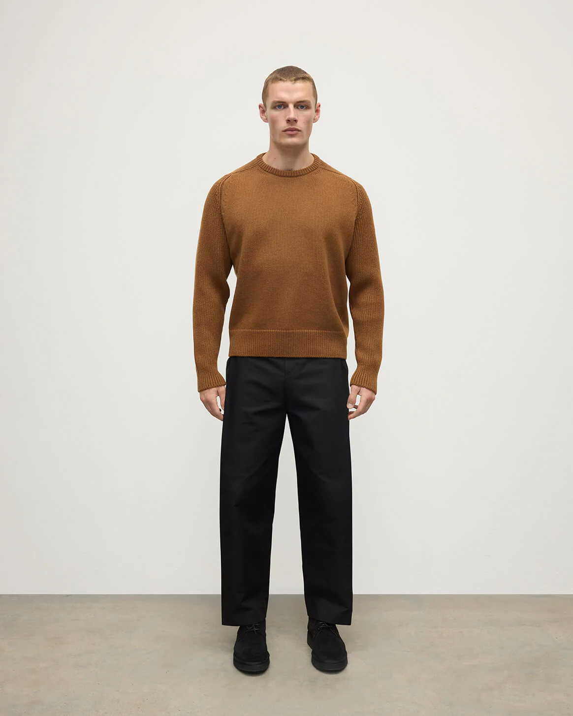 Ribbed Dark Camel Cashmere Jumper