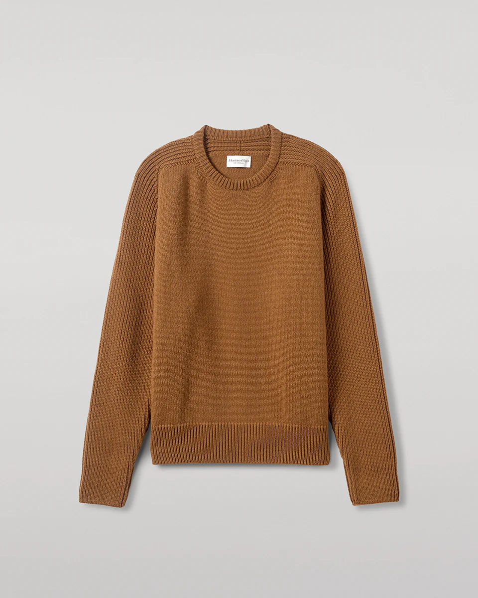 Ribbed Dark Camel Cashmere Jumper - Image 2