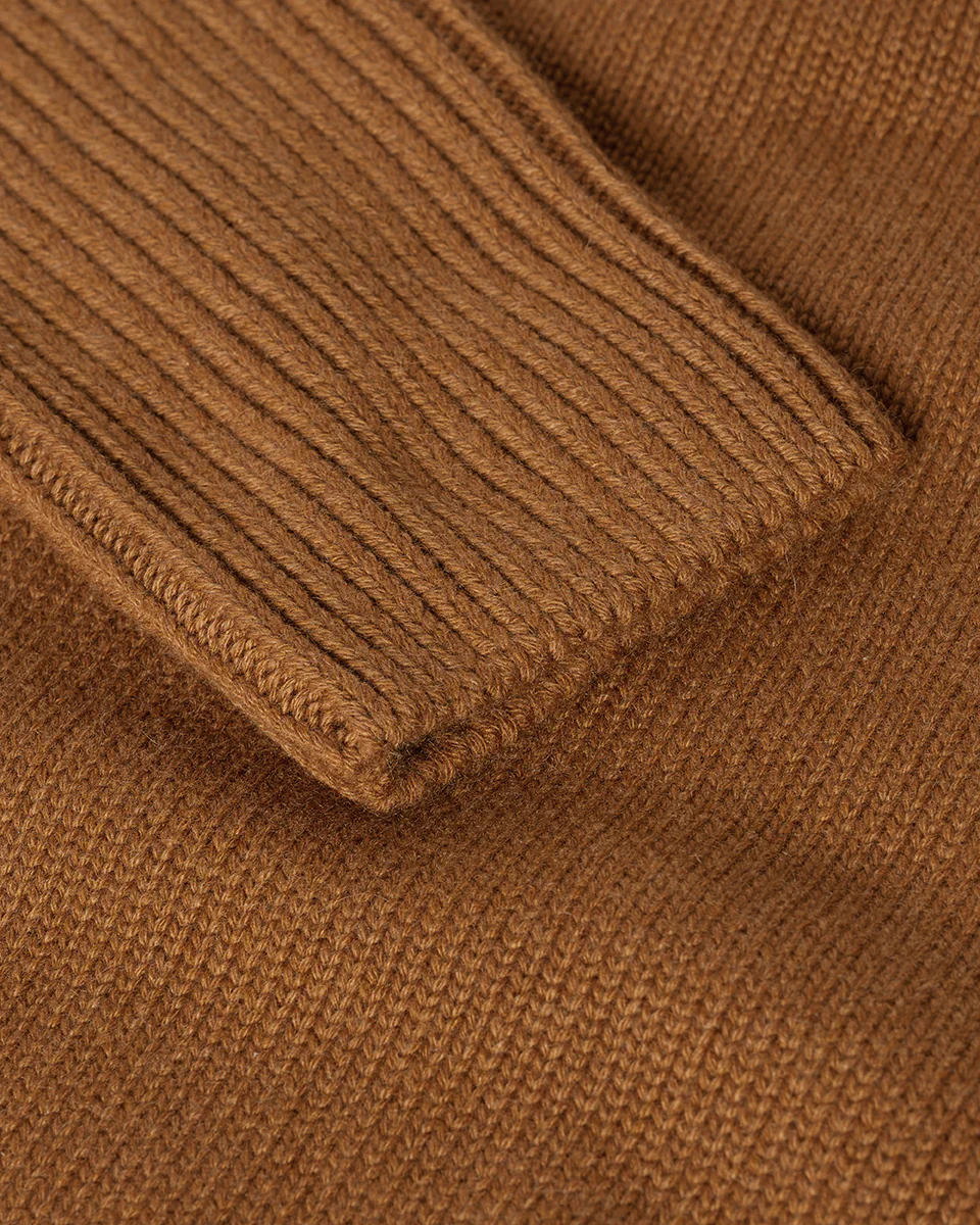 Ribbed Dark Camel Cashmere Jumper - Image 6