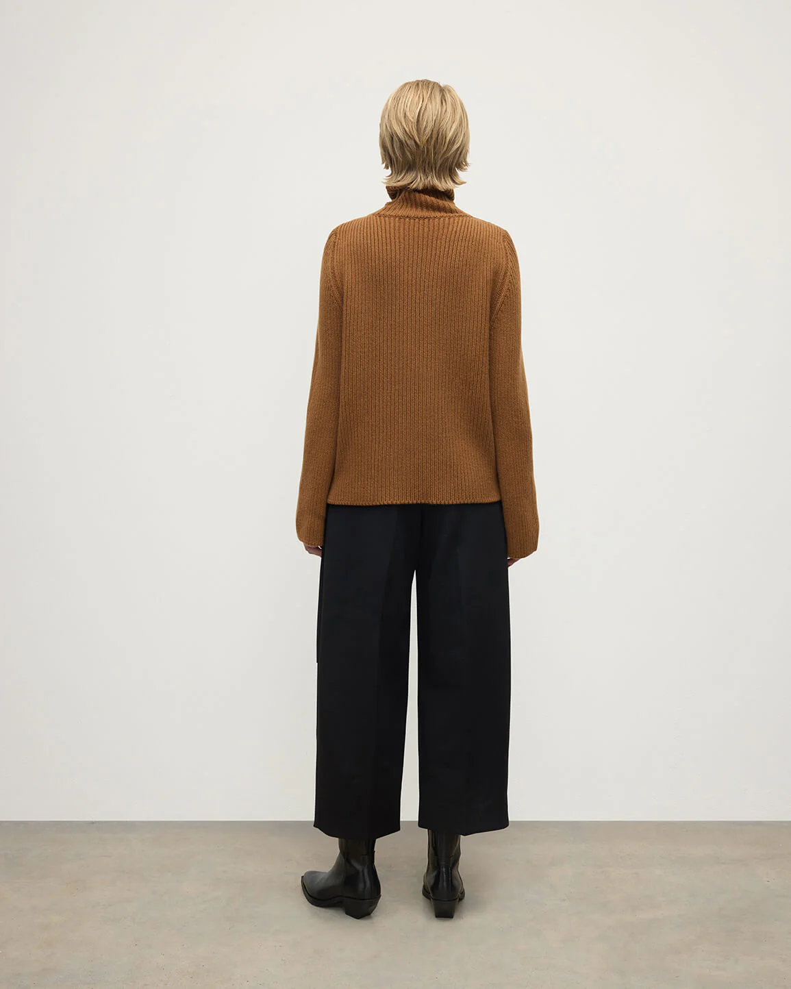Roll-Collar Dark Camel Cashmere Jumper - Image 4