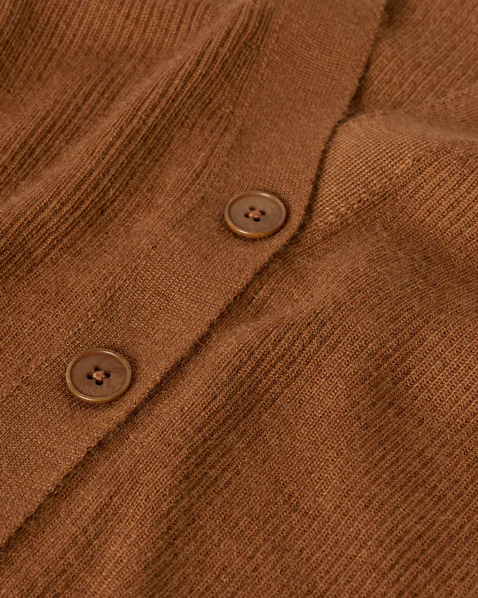 Superfine Cashmere Dark Camel Cardigan - Image 6
