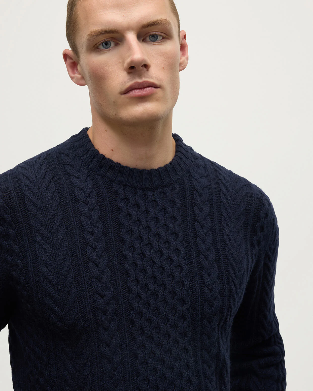 Aran Cable Dark Navy Cashmere Jumper - Image 5