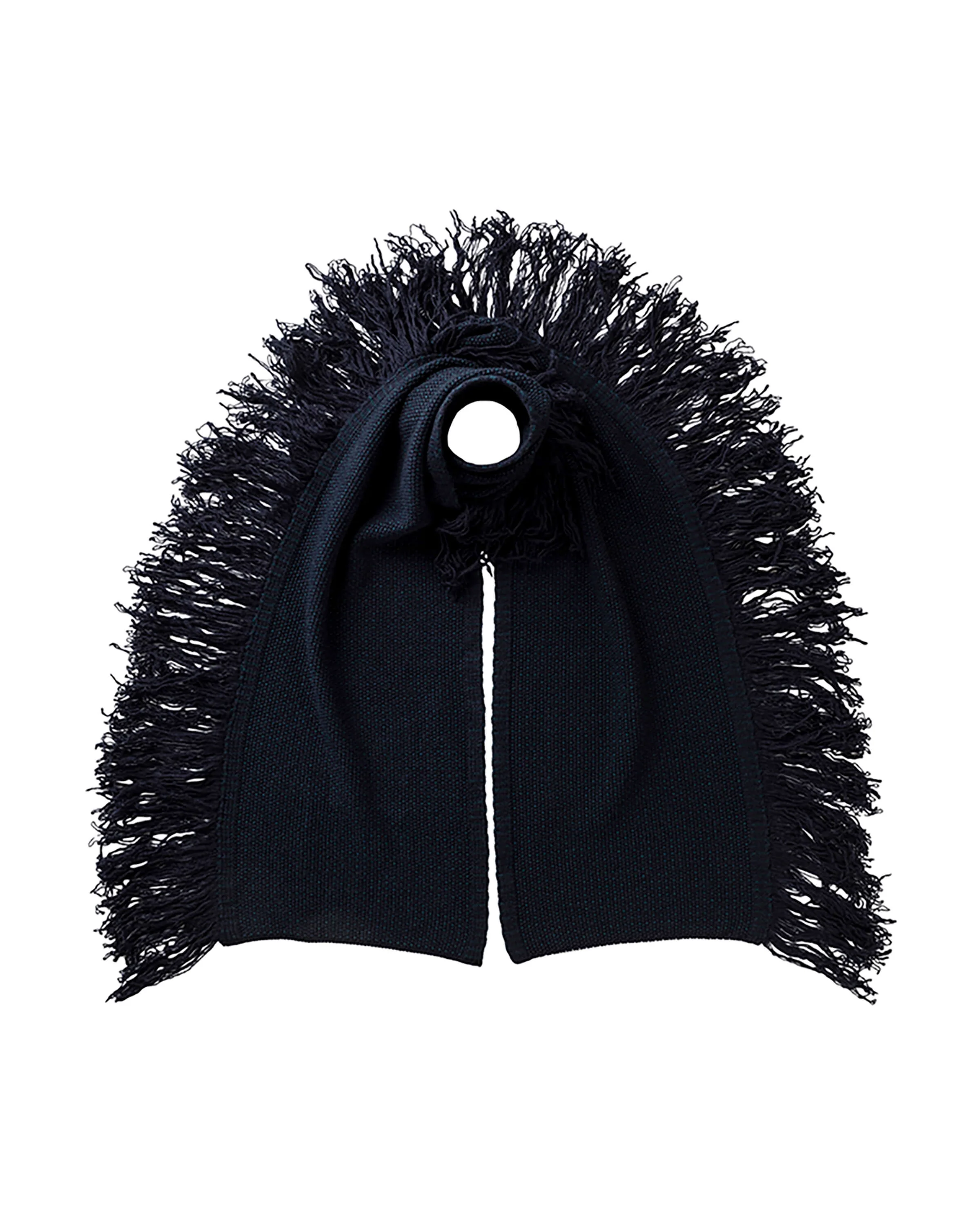 Fringed Cashmere Dark Navy Scarf
