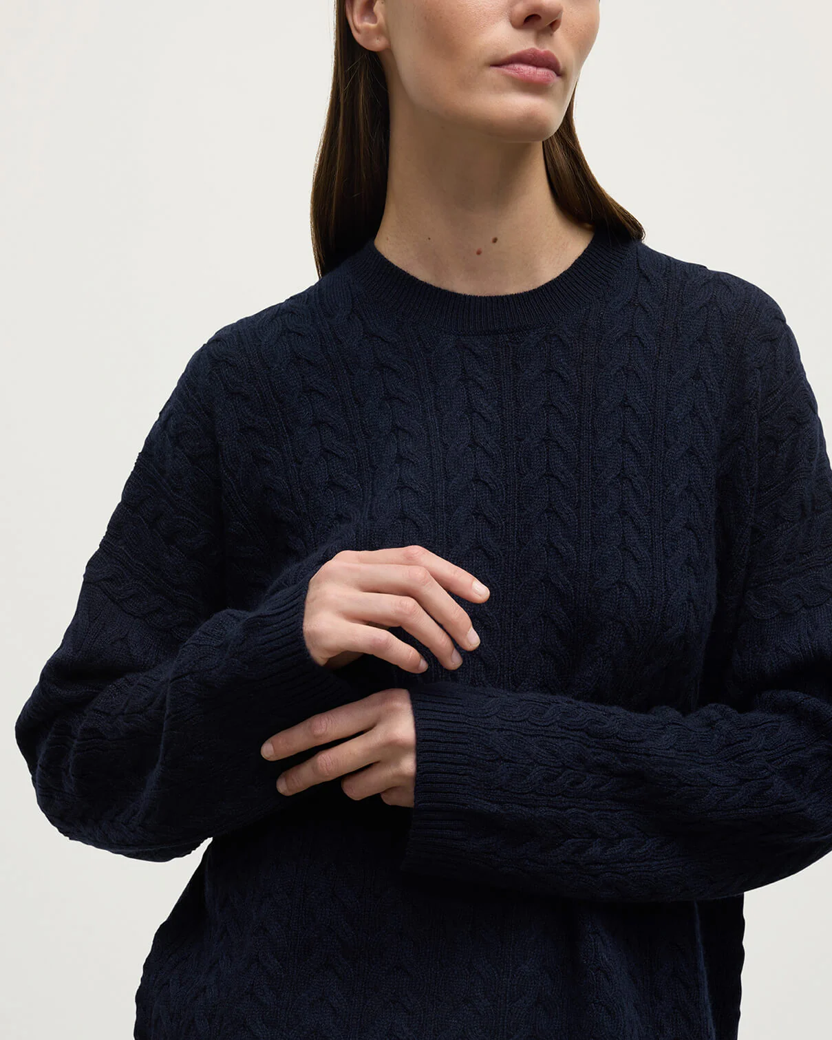 Cable Knit Dark Navy Cashmere Jumper - Image 5