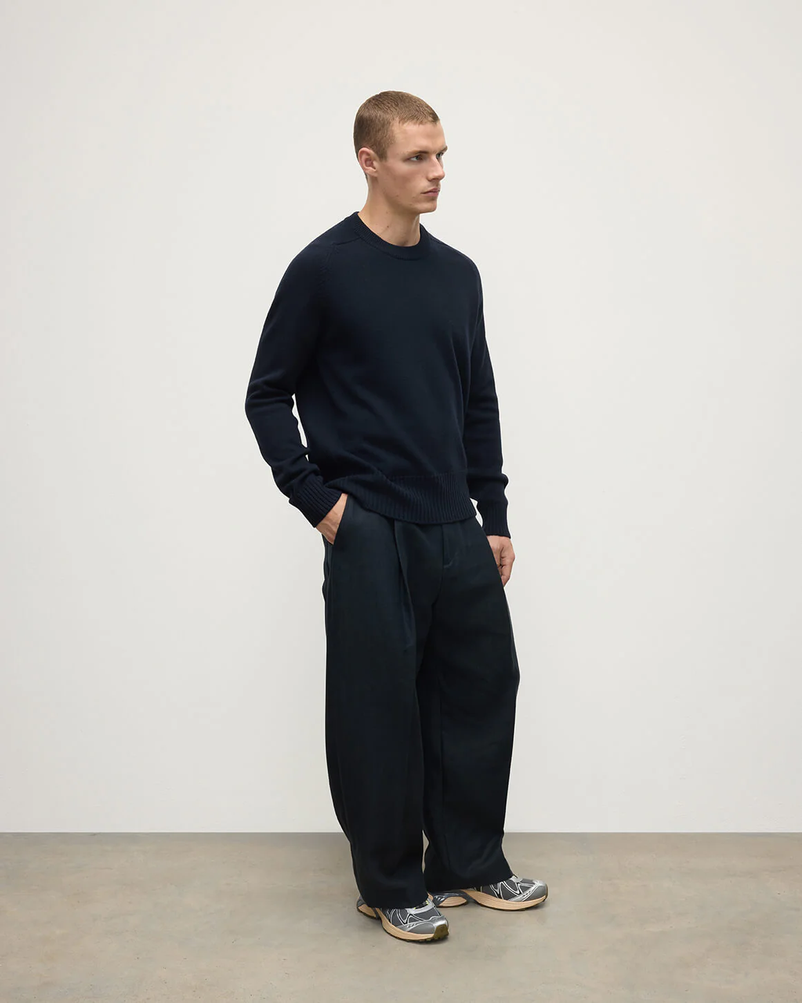 Superfine Merino Relaxed Dark Navy Jumper - Image 3