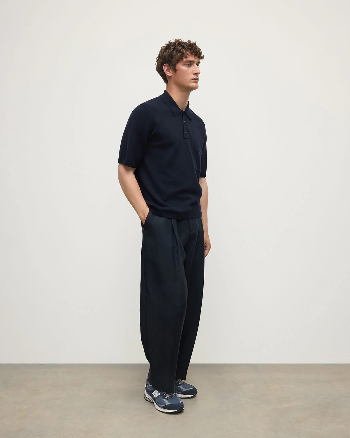 Superfine Merino Relaxed Dark Navy Polo Shirt - Image 3