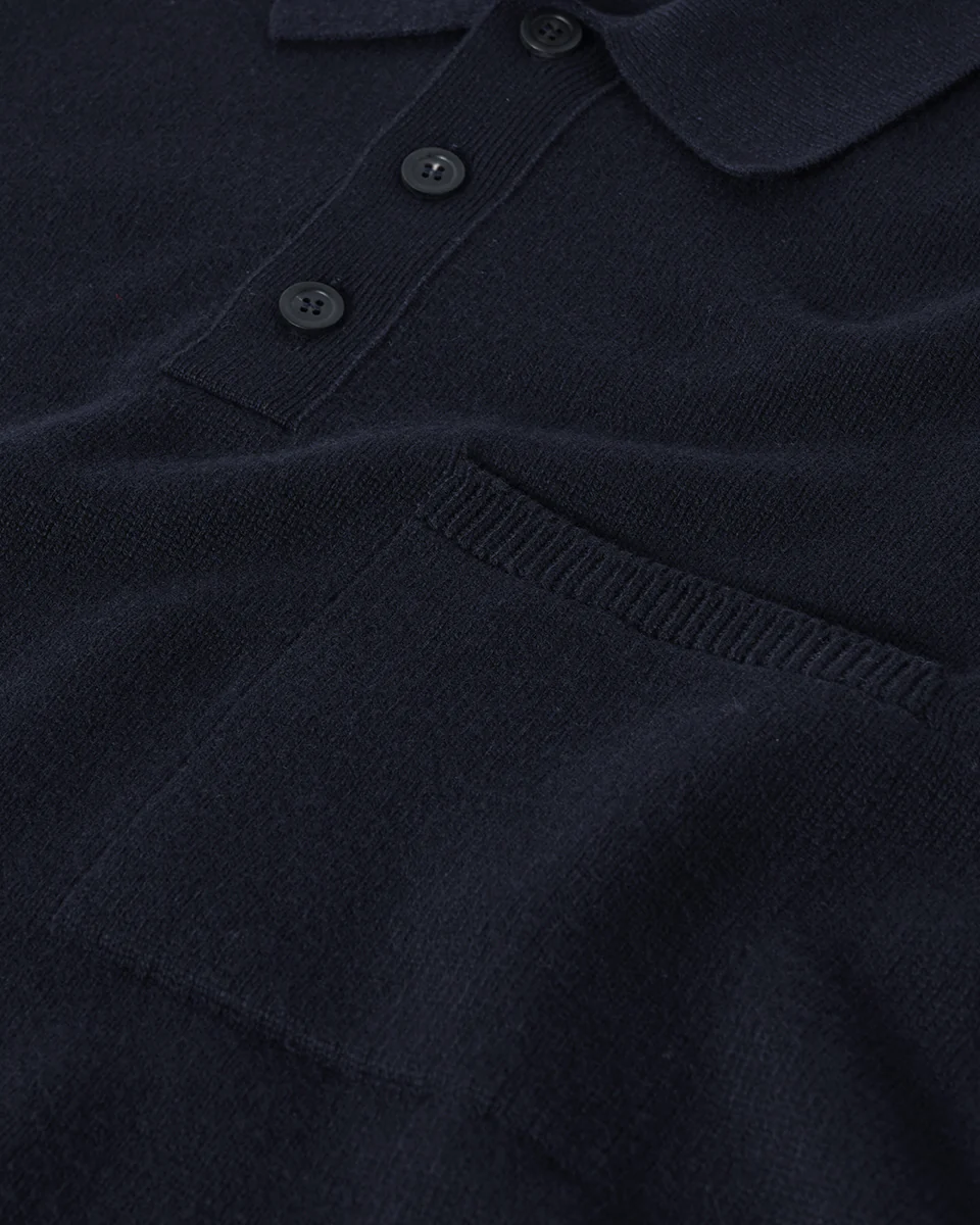 Superfine Merino Relaxed Dark Navy Polo Shirt - Image 6