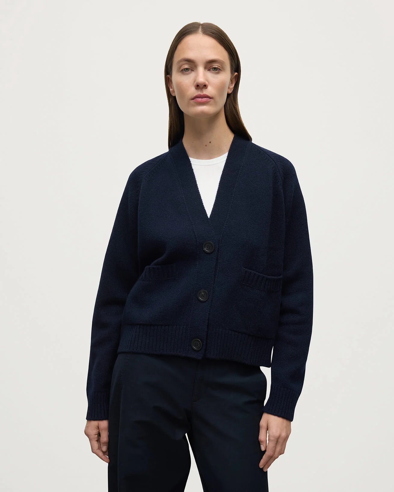Relaxed Fit Dark Navy Cashmere Cardigan - Image 5