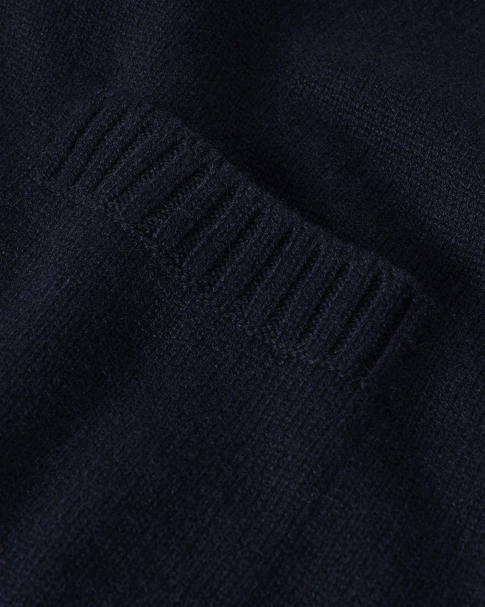 Relaxed Fit Dark Navy Cashmere Cardigan - Image 6