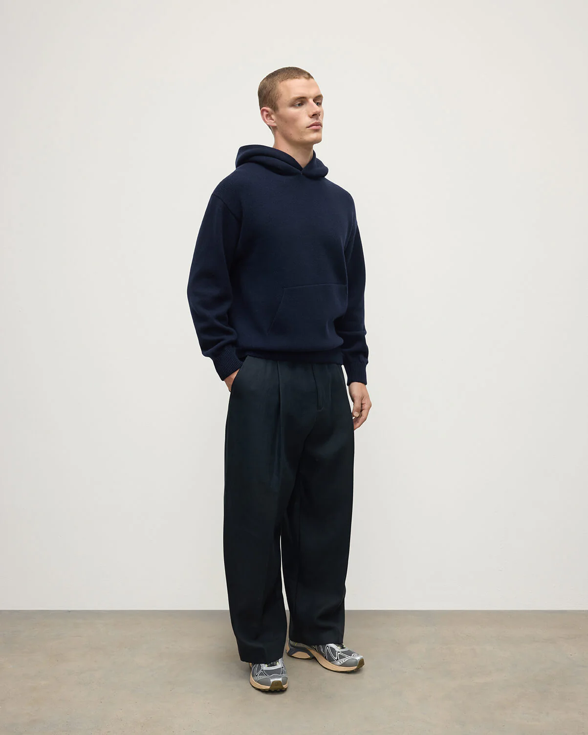 Dark Navy Cashmere Hoodie - Image 3