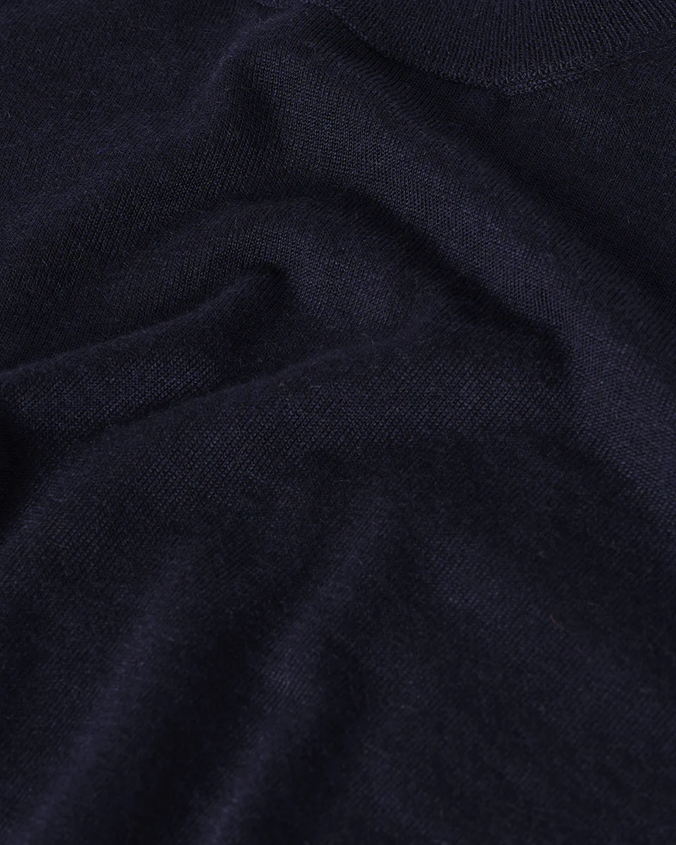 Superfine Cashmere Dark Navy Round Neck Jumper - Image 6