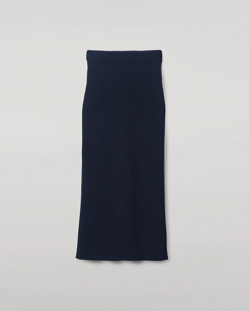 Cashmere Dark Navy Midi Skirt - Image 2